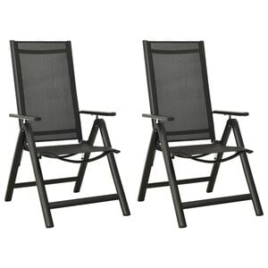 vidaXL Chaises pliantes 2 pi&egrave;ces en textil&egrave;ne et aluminium noir