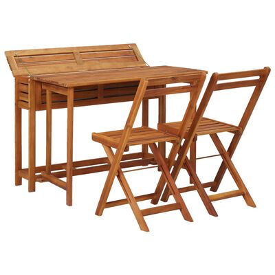 vidaXL Table à jardinière et 2 chaises de bistro bois d'acacia massif Jardin