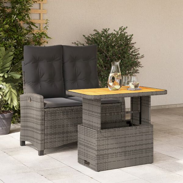 vidaXL Ensemble &agrave; manger de jardin et coussins 2 pcs gris rotin