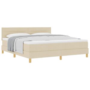 vidaXL Lit &agrave; ressorts avec matelas Cr&egrave;me 180 x 200 cm tissu