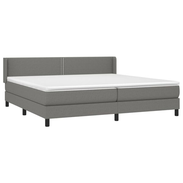 vidaXL Sommier &agrave; lattes de lit avec matelas Gris fonc&eacute; 200x200cm Tissu