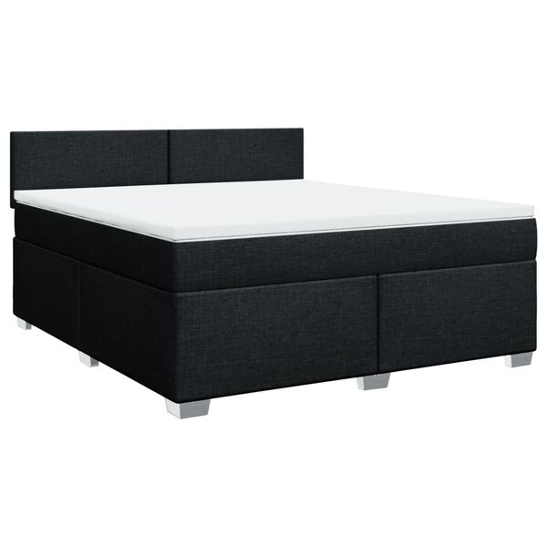 vidaXL Sommier &agrave; lattes de lit avec matelas Noir 180x200 cm Tissu