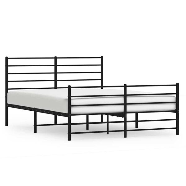 vidaXL Cadre de lit m&eacute;tal sans matelas avec pied de lit noir 120x200cm