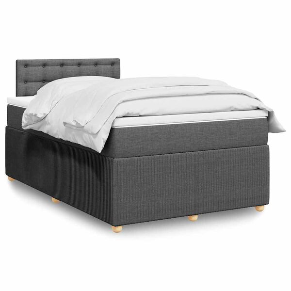 vidaXL Sommier &agrave; lattes de lit avec matelas gris fonc&eacute; 120x190cm tissu