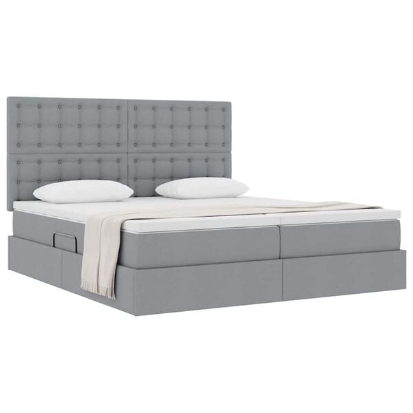 vidaXL Lit de Rangement Gris clair 180 x 200 cm Cuir synth&eacute;tique