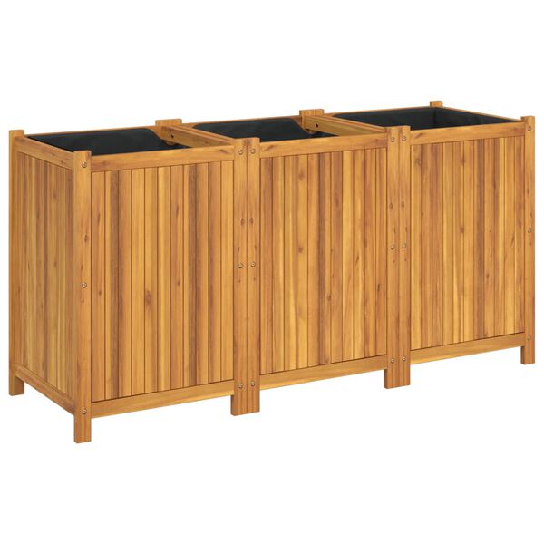 vidaXL Jardinière avec doublure 150x50x75 cm bois massif d'acacia