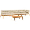 vidaXL Salon palette de jardin avec coussins 4pcs bois d'acacia massif