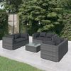 vidaXL Salon de jardin 7 pcs avec coussins R&eacute;sine tress&eacute;e Gris