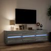vidaXL Meuble TV mural avec LED sonoma gris 180x31x45 cm