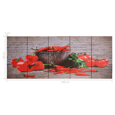 vidaXL Jeu de tableau sur toile Paprikas Multicolore 200x80 cm