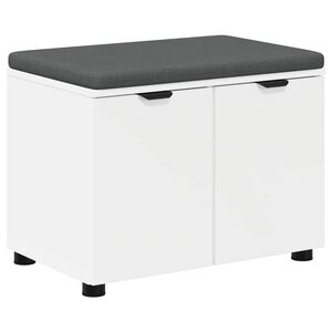 vidaXL Banc d'entr&eacute;e Blanc 60 x 38 x 46 cm Bois Ing&eacute;nierie et Tissu