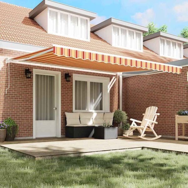 vidaXL Auvent Jaune et Orange 450 &times; 300 cm Polyester et m&eacute;tal