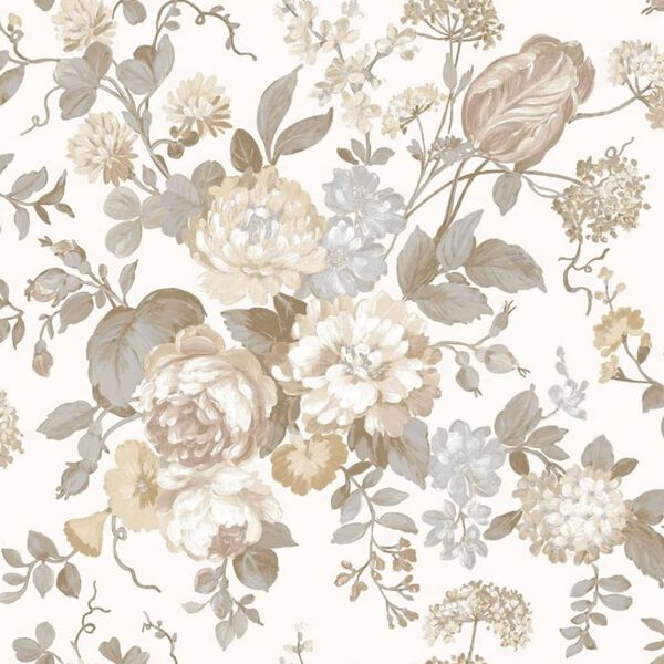 Noordwand Papier peint Blooming Garden 6 Big Flowers Beige et bleu