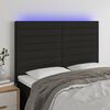 vidaXL T&ecirc;te de lit &agrave; LED Noir 144x5x118/128 cm Tissu