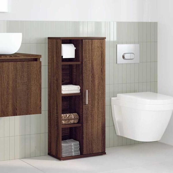 vidaXL Meuble de salle de bain avec porte-rouleau ch&ecirc;ne marron