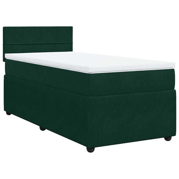 vidaXL Sommier &agrave; lattes de lit et matelas Vert fonc&eacute; 80x200 cm Velours