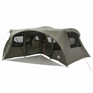 vidaXL Tente familiale avec auvent imperm&eacute;able 6 personne Vert arm&eacute;e