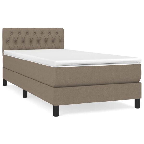vidaXL Sommier &agrave; lattes de lit avec matelas Taupe 90x200 cm Tissu