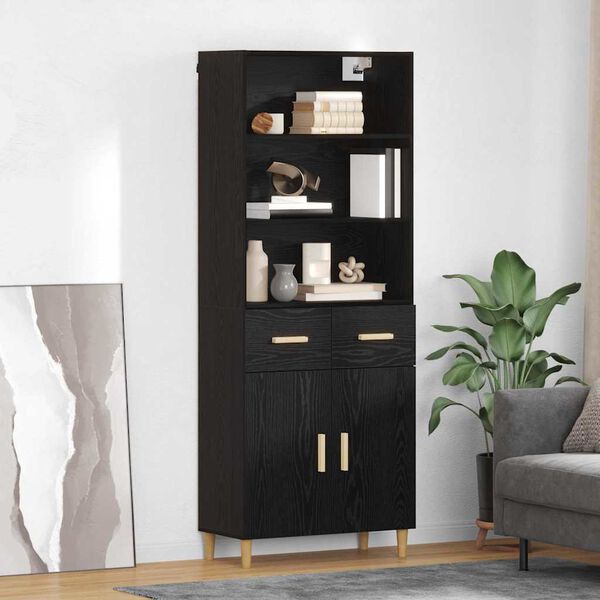 vidaXL Haut Armoire Ch&ecirc;ne noir 69,5 x 32,5 x 180 cm Bois d'ing&eacute;nierie