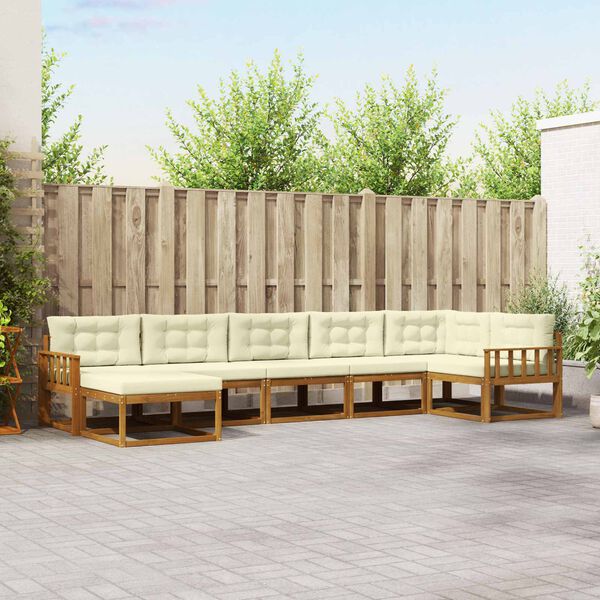 vidaXL Ensemble de canap&eacute;s d'ext&eacute;rieur 7 pcs Naturel et Cr&egrave;me