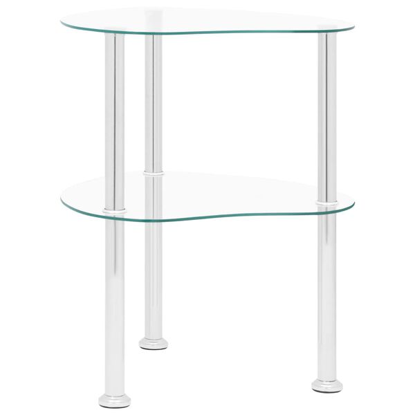 vidaXL Table d'appoint 2 niveaux Transparent 38x38x50 cm Verre tremp&eacute;