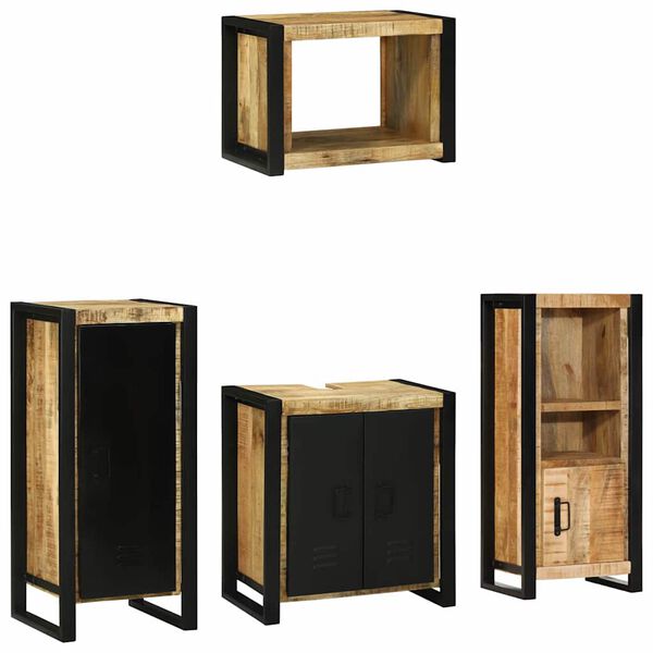 vidaXL Ensemble de mobilier de salle de bain 4 pcs Bois Recycl&eacute; Solide