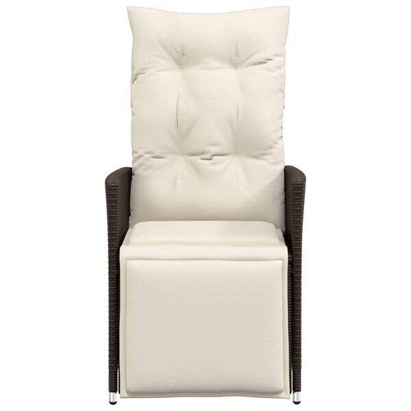 vidaXL Chaise inclinable de jardin avec coussins marron r&eacute;sine tress&eacute;e