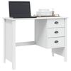 vidaXL Bureau avec tiroirs Hill Blanc 100 x 45 x 74 cm Pin massif