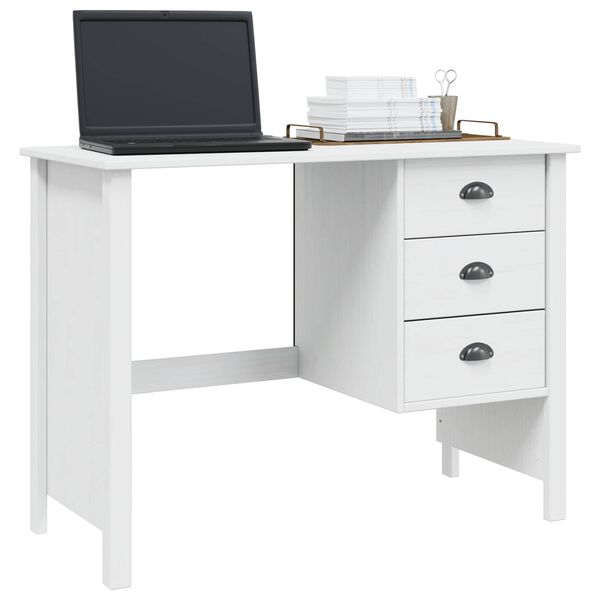 vidaXL Bureau avec tiroirs Hill Blanc 100 x 45 x 74 cm Pin massif