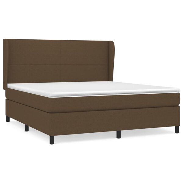 vidaXL Sommier &agrave; lattes de lit avec matelas Marron fonc&eacute; 180x200 cm