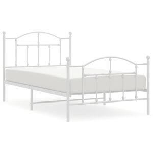 vidaXL Cadre de lit m&eacute;tal sans matelas et pied de lit blanc 100x190 cm