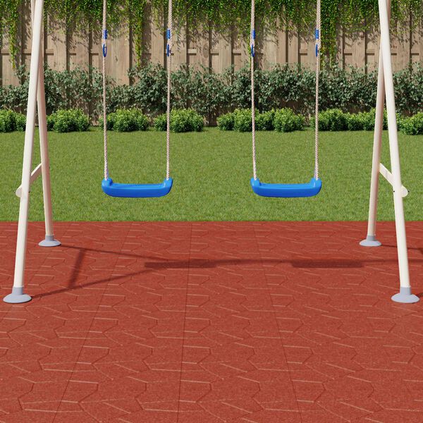 vidaXL Pierre de marchage 6 pcs Rouge 40,5 x 40,5 x 2 cm Caoutchouc