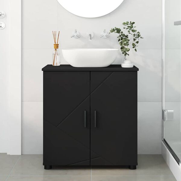 vidaXL Cabinet de salle de bain avec stockage Noir 61 x 35 x 64 cm