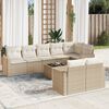 vidaXL Salon de jardin avec coussins 9 pcs beige r&eacute;sine tress&eacute;e