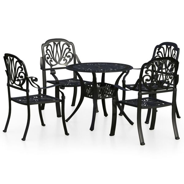vidaXL Ensemble de bistro 5 pcs Aluminium coul&eacute; Noir