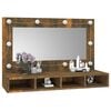 vidaXL Armoire à miroir avec LED Chêne fumé 90x31,5x62 cm