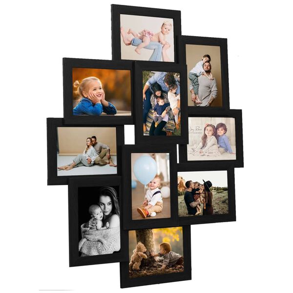 vidaXL Collage de cadres photo pour photo de 10x(13x18 cm) Noir MDF