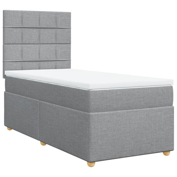 vidaXL Sommier &agrave; lattes de lit et matelas Gris clair 90x190 cm Tissu