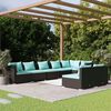 vidaXL Salon de jardin 8 pcs avec coussins Noir R&eacute;sine tress&eacute;e