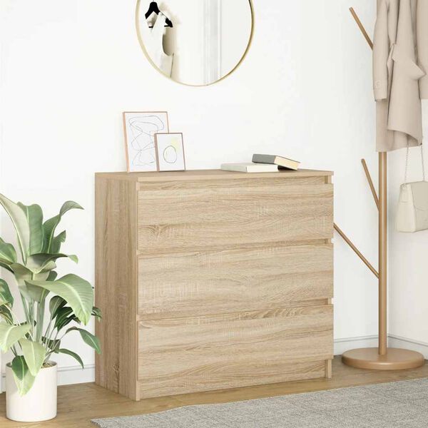 vidaXL Buffet ch&ecirc;ne sonoma 80x35x76 cm bois d'ing&eacute;nierie