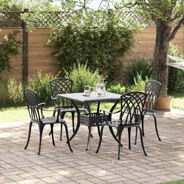 vidaXL Ensemble de tables de jardin 5 pcs Noir Aluminium coul&eacute;