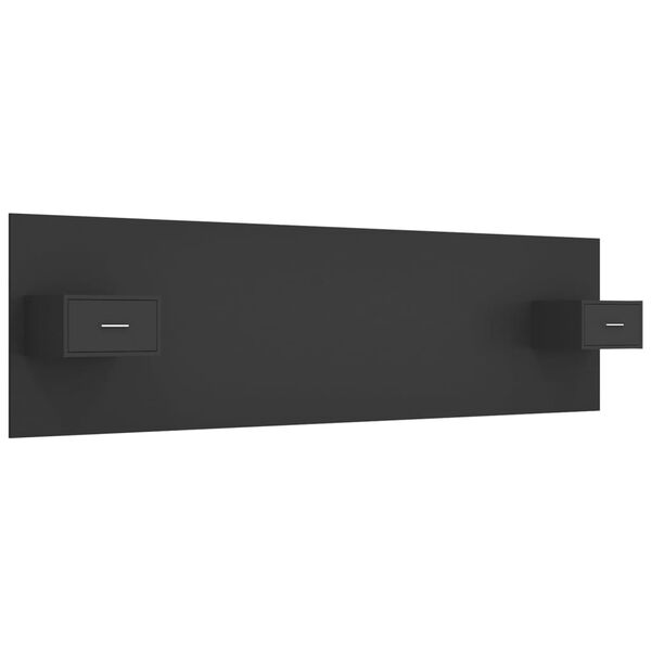 vidaXL T&ecirc;te de lit avec armoires Noir Bois d&rsquo;ing&eacute;nierie