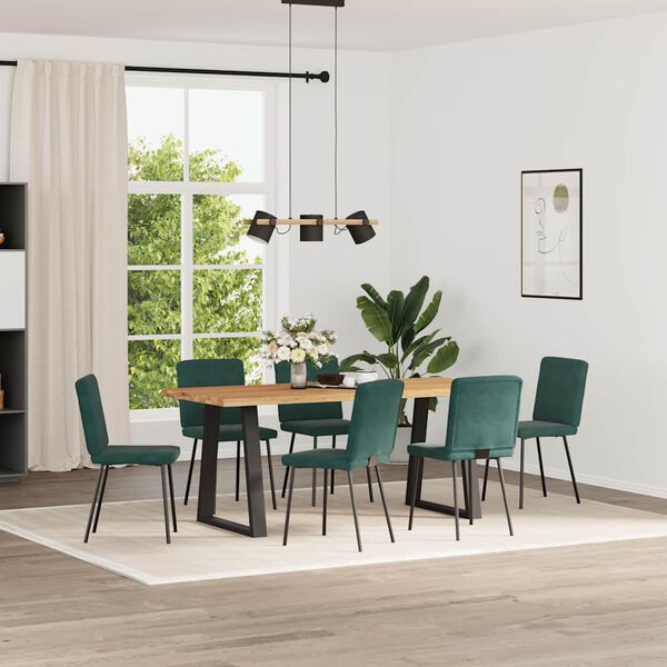 vidaXL Chaises à manger lot de 6 vert foncé velours