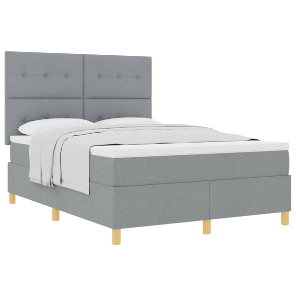 vidaXL Lit &agrave; ressorts avec matelas Gris clair 140 x 190 cm tissu