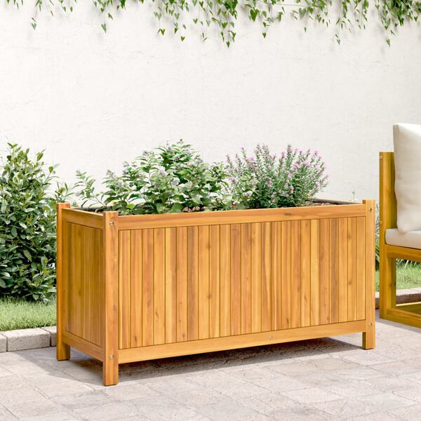 vidaXL Jardini&egrave;re avec doublure 99,5x38x50 cm bois massif d'acacia