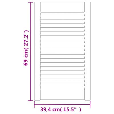 vidaXL Portes d'armoire à persiennes 2 pcs blanc 69x39,4 cm pin massif