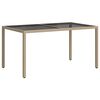 vidaXL Table de jardin 150x90x75 cm Verre trempé/résine tressée Beige
