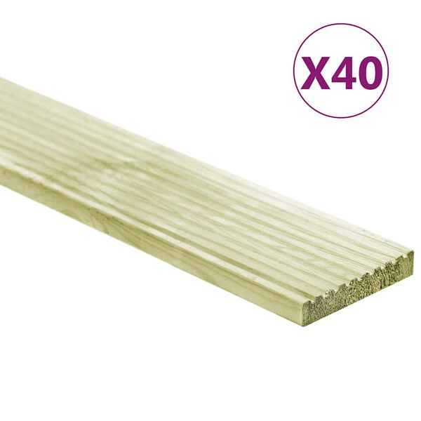 vidaXL Panneaux de terrasse 40 pcs 5,8 m&sup2; 1 m Pin massif impr&eacute;gn&eacute;