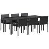 vidaXL Ensemble de salle &agrave; manger pour jardin 7 pc Noir polyrotin
