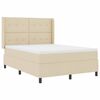 vidaXL Lit &agrave; ressort LED avec t&ecirc;te de lit Cr&egrave;me 140 x 200 cm tissu